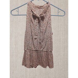 Japna Womens Sleeveless Tiered Leopard Print Blouse Size Small
